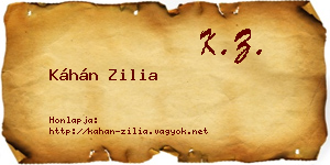 Káhán Zilia névjegykártya